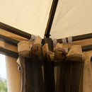 Rokuro 13' x 13' Hexagonal Gazebo with Beige Canopy - Seasonal Overstock