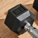 Set of Two 15lb Rubberized Hexagon Dumbbell Weights (30 lbs Total) - Seasonal Overstock