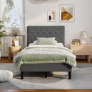 Tomi Twin Size Upholstered Platform Bed - Seasonal Overstock