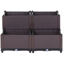 Planters, 31.5" x 31.5" Raised 4-Box Planter Flower Bed - Brown - Seasonal Overstock