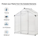 Greenhouses, 4' x 6.2' Walk-In Aluminum Frame Greenhouse with Polycarbonate Panels, Swing Door - Silver - Seasonal Overstock
