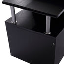 Casey Wood Computer Desk with Cabinet and Shelves - Black - Seasonal Overstock