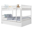Chandler Full Over Full Wood Bunk Bed with Trundle Bed - White - Seasonal Overstock