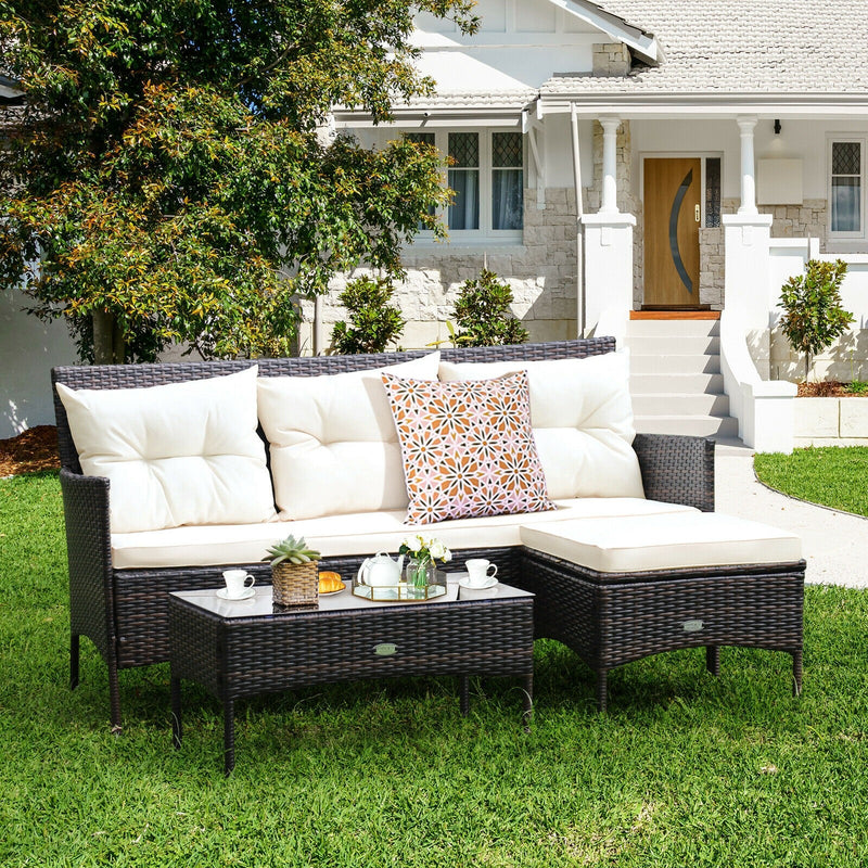 Easton 3pc Outdoor Sofa Sectional with Table - White - Seasonal Overstock