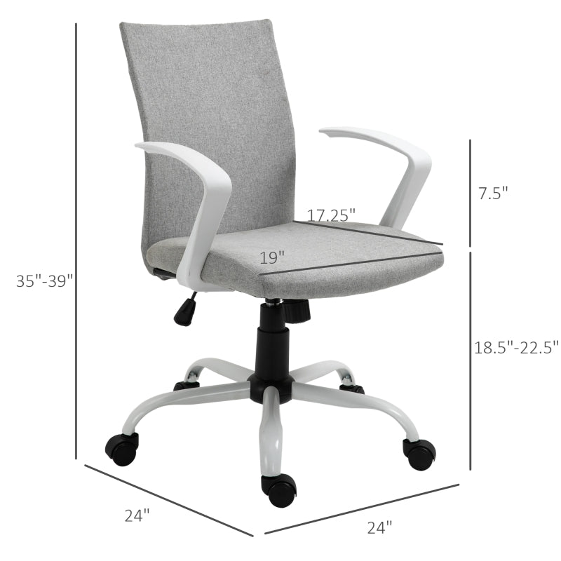 Gestar Steel Base Swivel Office Chair - Grey Linen - Seasonal Overstock