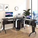 Jaydon L-Shaped Corner Desk with Corner Stand and Keyboard Tray - Black - Seasonal Overstock