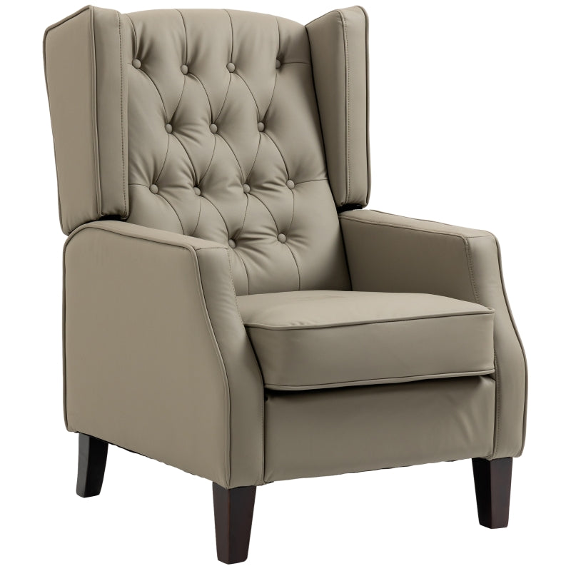 Richard Faux Leather Wing Back Button Tufted Arm Chair - Khaki - Seasonal Overstock