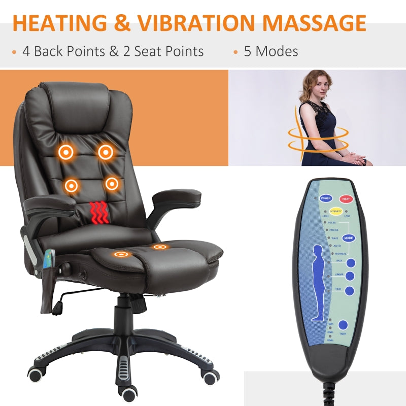 Xavi Luxury Executive Office Chair with Heated Vibration Massage - Brown - Seasonal Overstock
