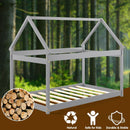 Xavier House Shaped Twin Size Wood Canopy Platform Bed - Grey - Seasonal Overstock