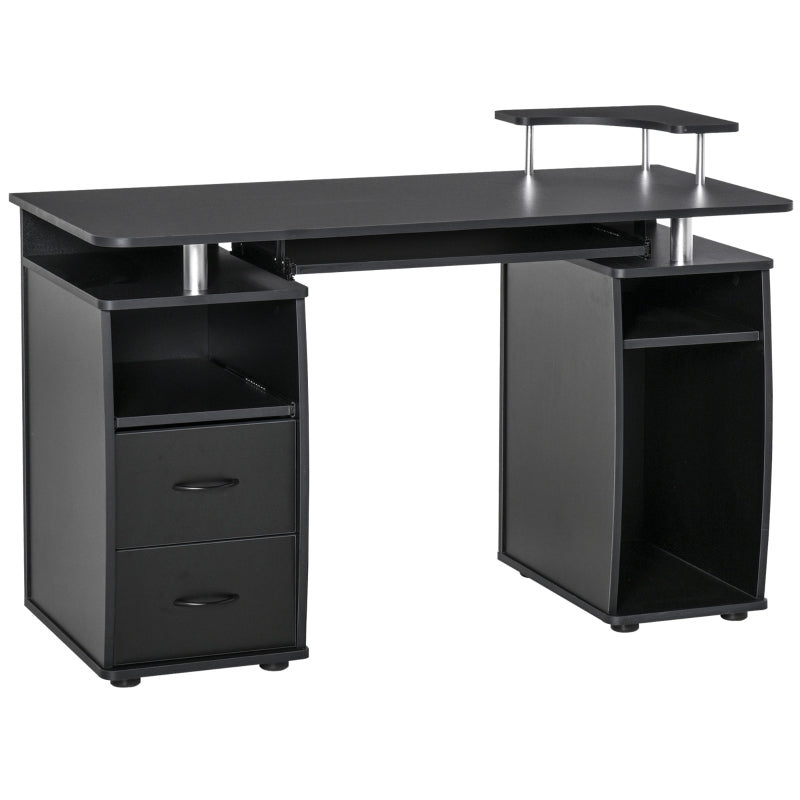Esme Modern Computer Desk with Storage Drawers and Keyboard Tray - Black - Seasonal Overstock