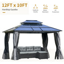 Jaxson 10' x 12' Aluminum Two Tier Hard Top Patio Gazebo - Seasonal Overstock