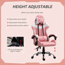 Koral Pink Gaming Chair with Adjustable Head Pillow and Lumbar Support - Seasonal Overstock