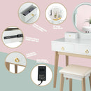 Vanity, Melvyna Luxury Vanity with LED Mirror - Gloss White / Gold - Seasonal Overstock