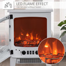 Mini Electric Fireplace with Realistic Flame - White - Seasonal Overstock