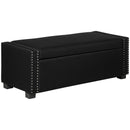 Benches, Osman 47" Nailhead Dark Grey Upholstered Storage Bench - Seasonal Overstock