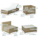 Placid Peak Modular Outdoor Patio Sectional Sofa, Loungers and Table 9pc Set - Cream White / Light Brown