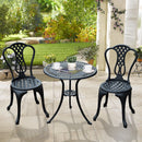 Roderick 3pc Cast Aluminum Outdoor Black Bistro Set - Seasonal Overstock