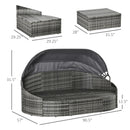 Serena 4pc Outdoor Rattan Sofa Bed / Patio Conversation Set - Grey - Seasonal Overstock