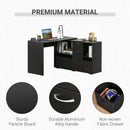 Simon Convertible L-Shaped Desk with Cabinet and Storage - Black - Seasonal Overstock