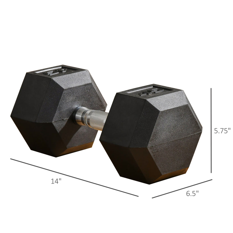 Single 45 lb Rubberized Hexagon Dumbbell Weight - Seasonal Overstock