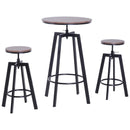 Dining Sets, Adelle 3pc Industrial Bistro Set - Adjustable Height 26" Table - Seasonal Overstock