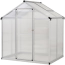 Greenhouses, 4' x 6.2' Walk-In Aluminum Frame Greenhouse with Polycarbonate Panels, Swing Door - Silver - Seasonal Overstock