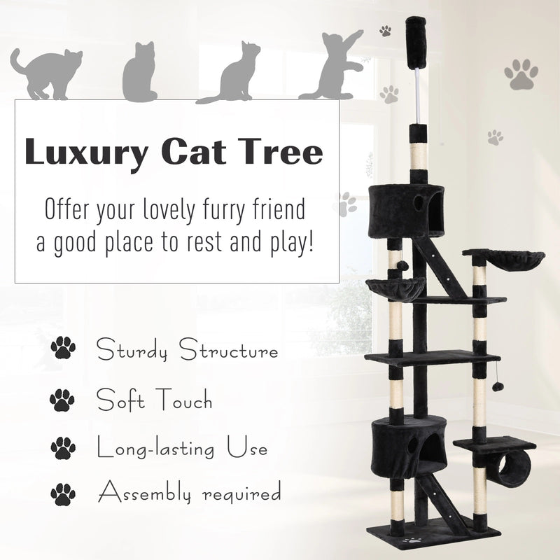 7.8 - 8.5ft XL Cat Tree / Condo / Activity Center - Dark Grey - Seasonal Overstock