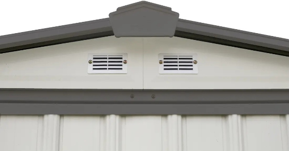 6' x 5' EZEE Shed® Steel Storage Shed - Cream with Charcoal Trim - Seasonal Overstock
