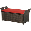 Outdoor Furniture, Blackwell Grove Outdoor Patio Storage Bench in PE Rattan Wicker - Red - Seasonal Overstock