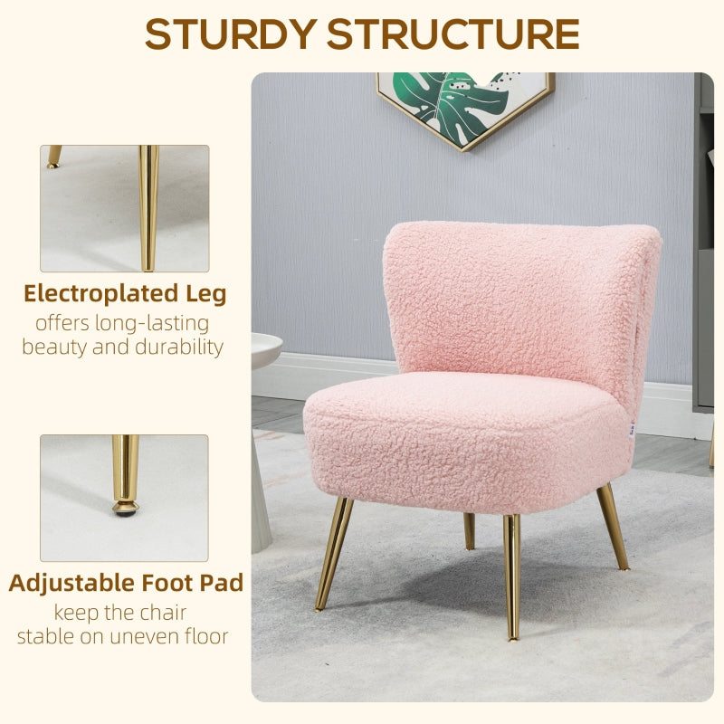 Deanna Fleece Upholstered Armless Lounge Chair - Pink - Seasonal Overstock