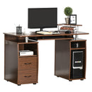 Esme Modern Computer Desk with Storage Drawers and Keyboard Tray - Walnut Brown - Seasonal Overstock