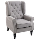 Harland Button Tufted Wing Back Armchair - Grey - Seasonal Overstock