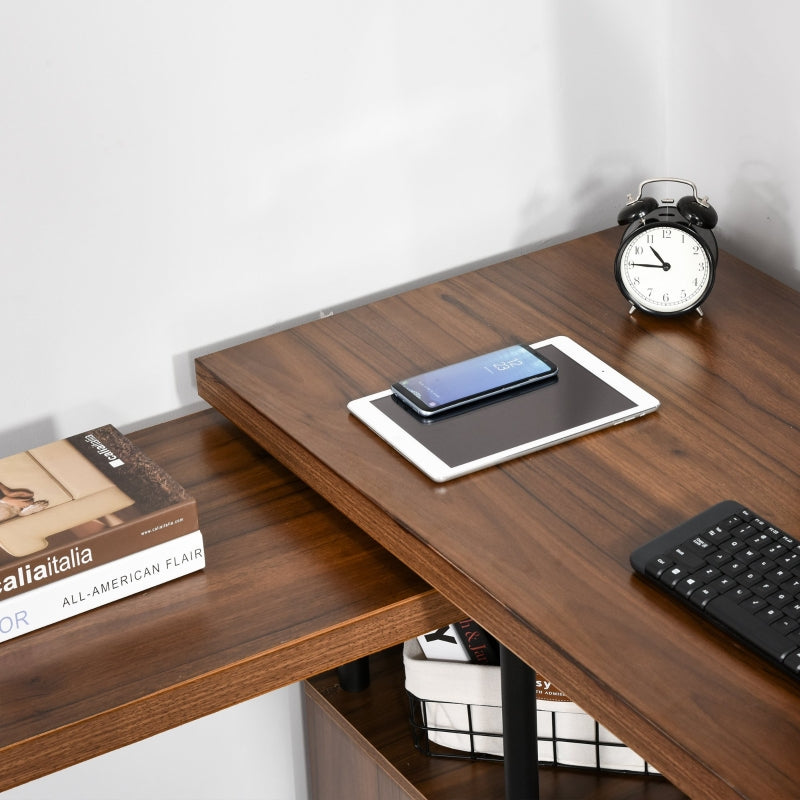 Libra Multi-Configuration Corner Desk with Shelves in Brown and Black - Seasonal Overstock