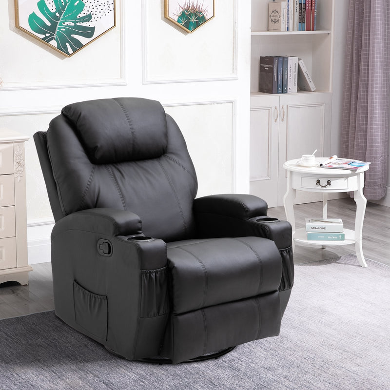 Maxx Reclining Swivel Vibration Massage Chair - Black - Seasonal Overstock