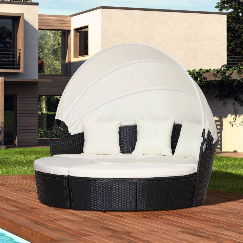 Paloma 4pc Outdoor Rattan Sofa Bed / Patio Conversation Set - Cream White - Seasonal Overstock