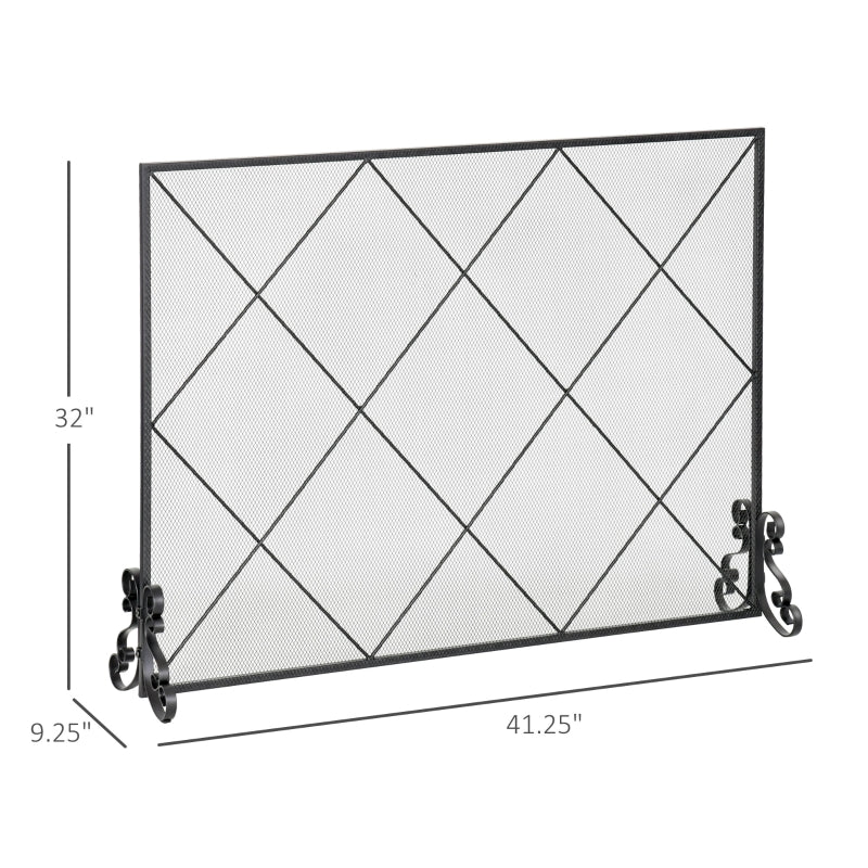Diamond Pattern Single Panel Steel Mesh 41" Fireplace Screen - Seasonal Overstock