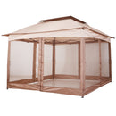 Gazebos, Zella 11' x 11' Khaki Pop-Up Gazebo with Mesh Walls and Carry Bag - Seasonal Overstock
