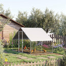 Small Animal Habitats & Cages, 10' x 6.5' Steel Walk-In Chicken Coop Pen with Peaked Roof and Canopy - Seasonal Overstock