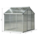 Greenhouses, 6' x 6.2' Walk-In Aluminum Frame Greenhouse with Polycarbonate Panels, Swing Door - Silver - Seasonal Overstock