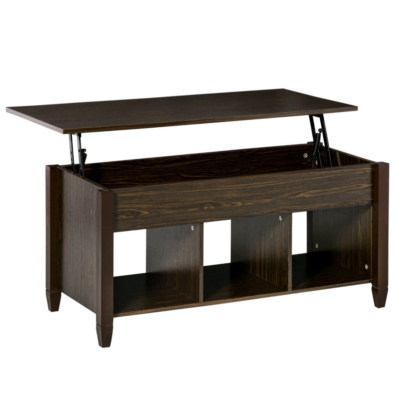 Bryan Lift Top Coffee Table with 3 Storage Compartments - Espresso Brown
