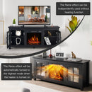 Fireplaces, Elio Black 1400W Electric Fireplace TV Stand for TVs up to 65" - Seasonal Overstock