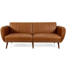 Graeme 81" Faux Leather Convertible Futon Sofa Bed - Brown - Seasonal Overstock