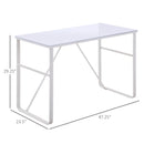 Hutton Minimalist White Glass Top Desk - Seasonal Overstock