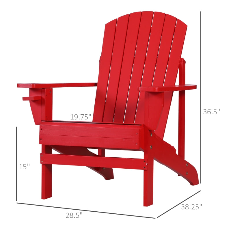 Linkin Wood Adirondack Chair in Red - Seasonal Overstock