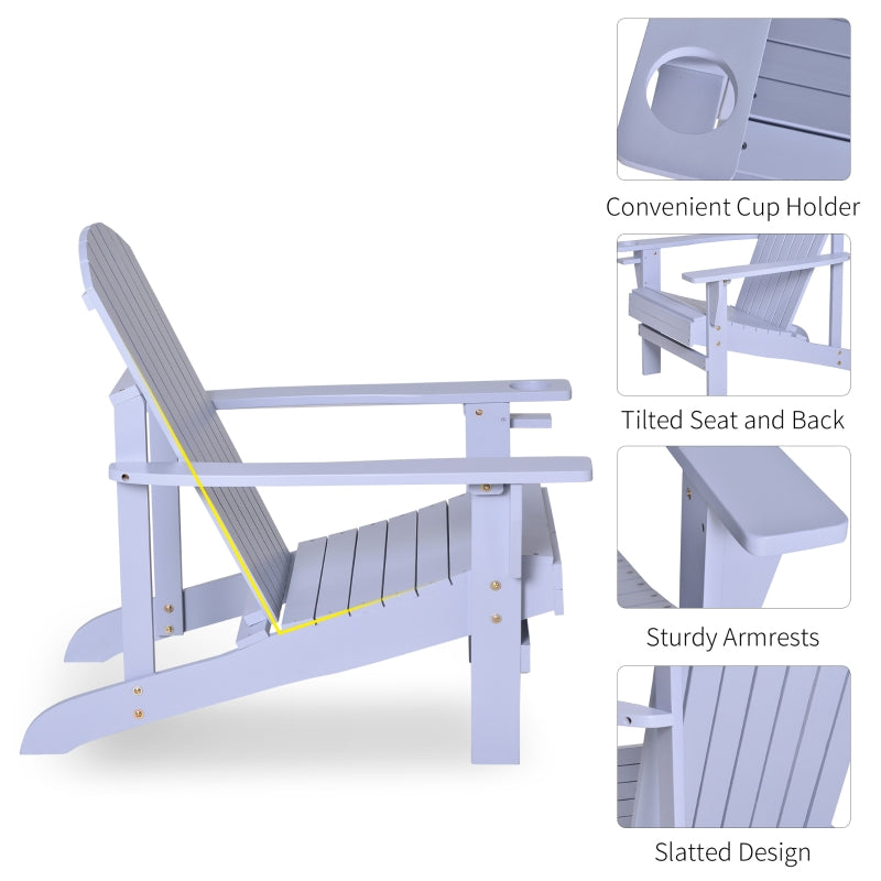 Linkin Wood Adirondack Chair in Grey - Seasonal Overstock