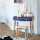Vanity, Melvyna Luxury Vanity with LED Mirror - Navy / Gold - Seasonal Overstock