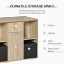 Simon Convertible L-Shaped Desk with Cabinet and Storage - Natural Oak - Seasonal Overstock