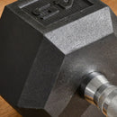 Single 45 lb Rubberized Hexagon Dumbbell Weight - Seasonal Overstock