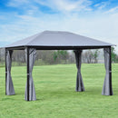 Thetis 13' x 10' Light Grey Gazebo with Mesh Curtains - Seasonal Overstock