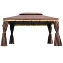 Thisbe 10' x 13' Two-Tier Brown Canopy Gazebo - Seasonal Overstock